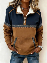 Hannah |  Color-Block & Quarter-Zip Fleece Sweater