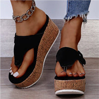 Mila | Cork Wedge Thong Platform Comfort Sandals