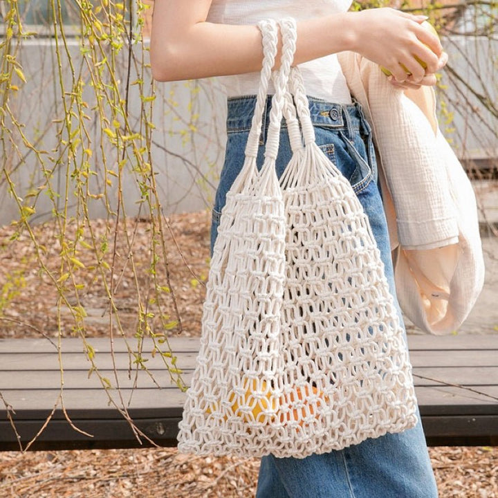 Grace | Women's Handmade Macrame Cotton Mesh Tote Bag 0