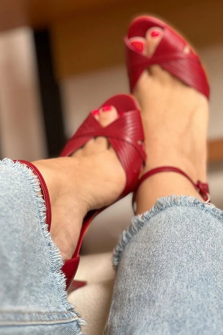 Grace | Women's Red Stiletto Heel Ankle Strap Comfortable Sandals 1