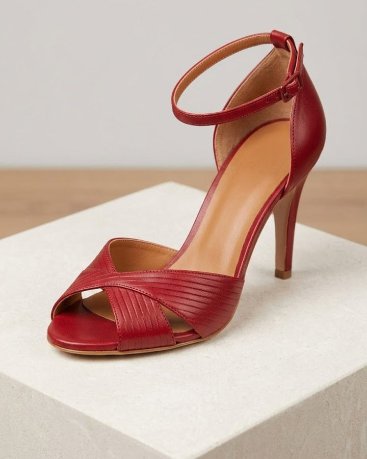 Grace | Women's Red Stiletto Heel Ankle Strap Comfortable Sandals 2
