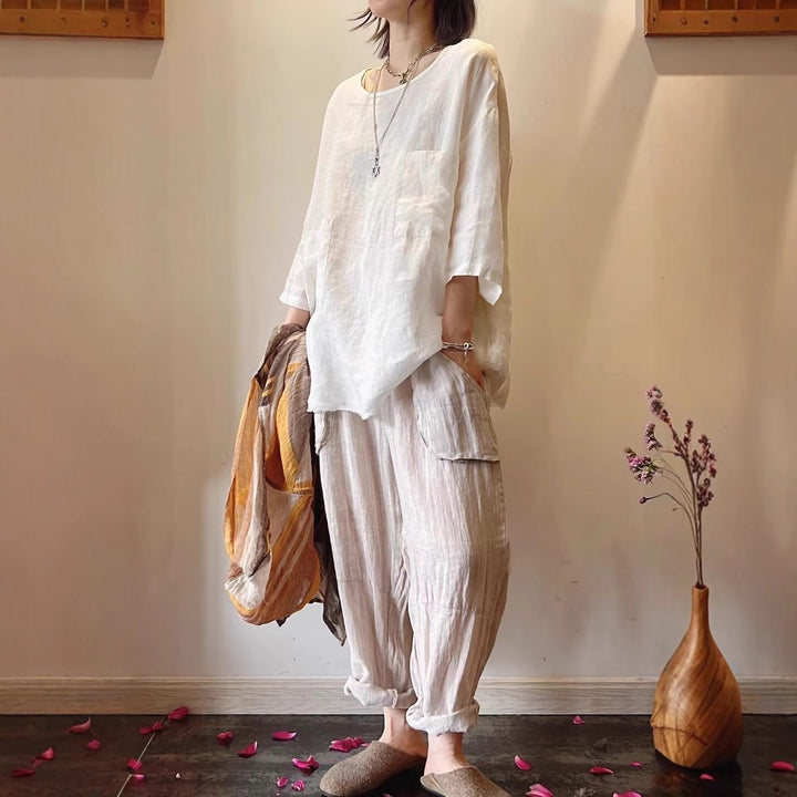 Grace | Women's Relaxed-Fit Linen Patch-Pocket Tunic 2