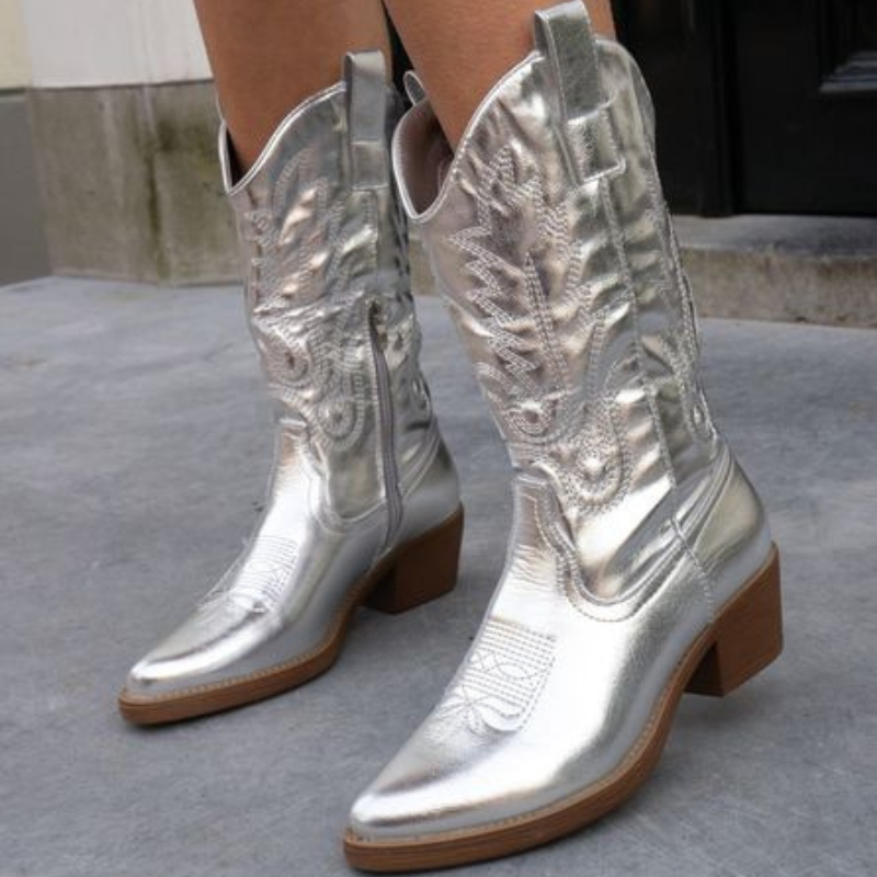 Gracie | Elegant Metallic Cowboy Boots 7