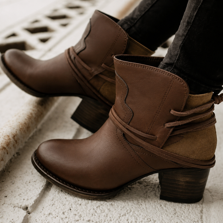 Harlow | Women's Boots Black Ankle Lace-Up Block Heel Stylish Fit 2