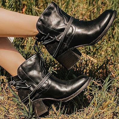 Harlow | Women's Boots Black Ankle Lace-Up Block Heel Stylish Fit 3