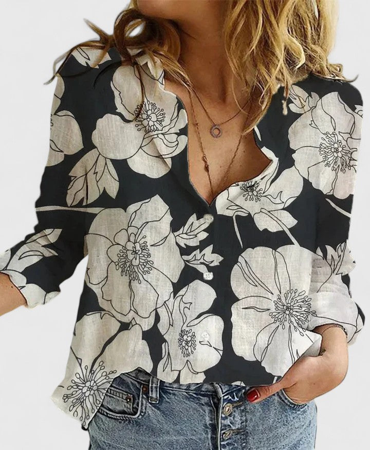 Harlow | Womens Blouse White Linen Relaxed Fit Feminine Style 10