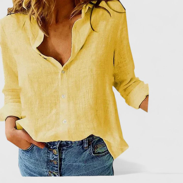 Harlow | Womens Blouse White Linen Relaxed Fit Feminine Style 5