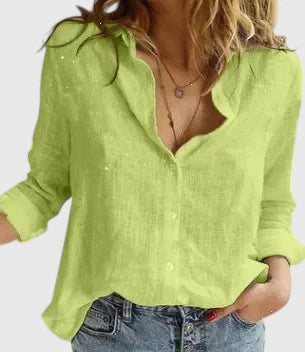 Harlow | Womens Blouse White Linen Relaxed Fit Feminine Style 6