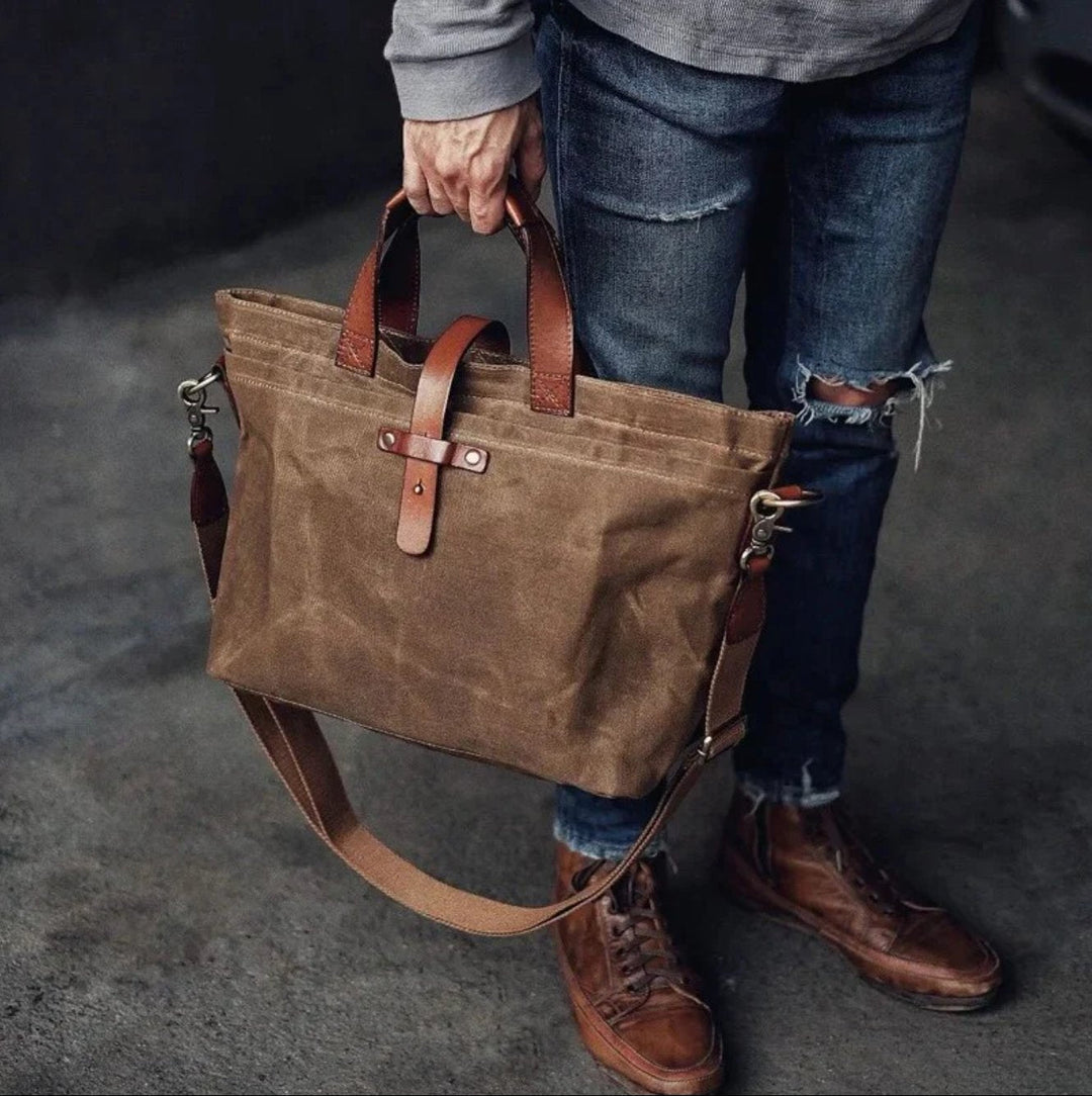 Harper | Waxed Canvas Tote Bag Leather-Trim Water-Resistant Crossbody 3
