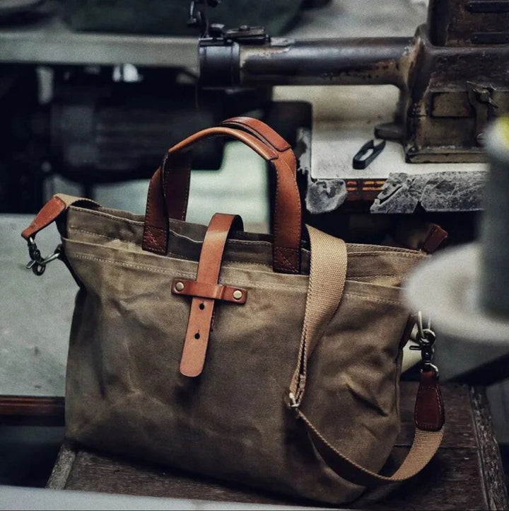 Harper | Waxed Canvas Tote Bag Leather-Trim Water-Resistant Crossbody 4