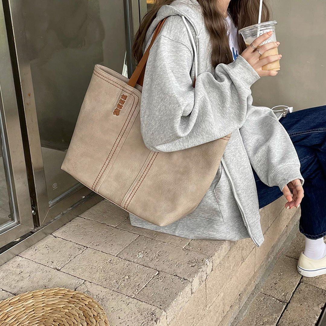 Harper | Women's Minimalist Vegan Leather Large Shoulder Tote Bag 1