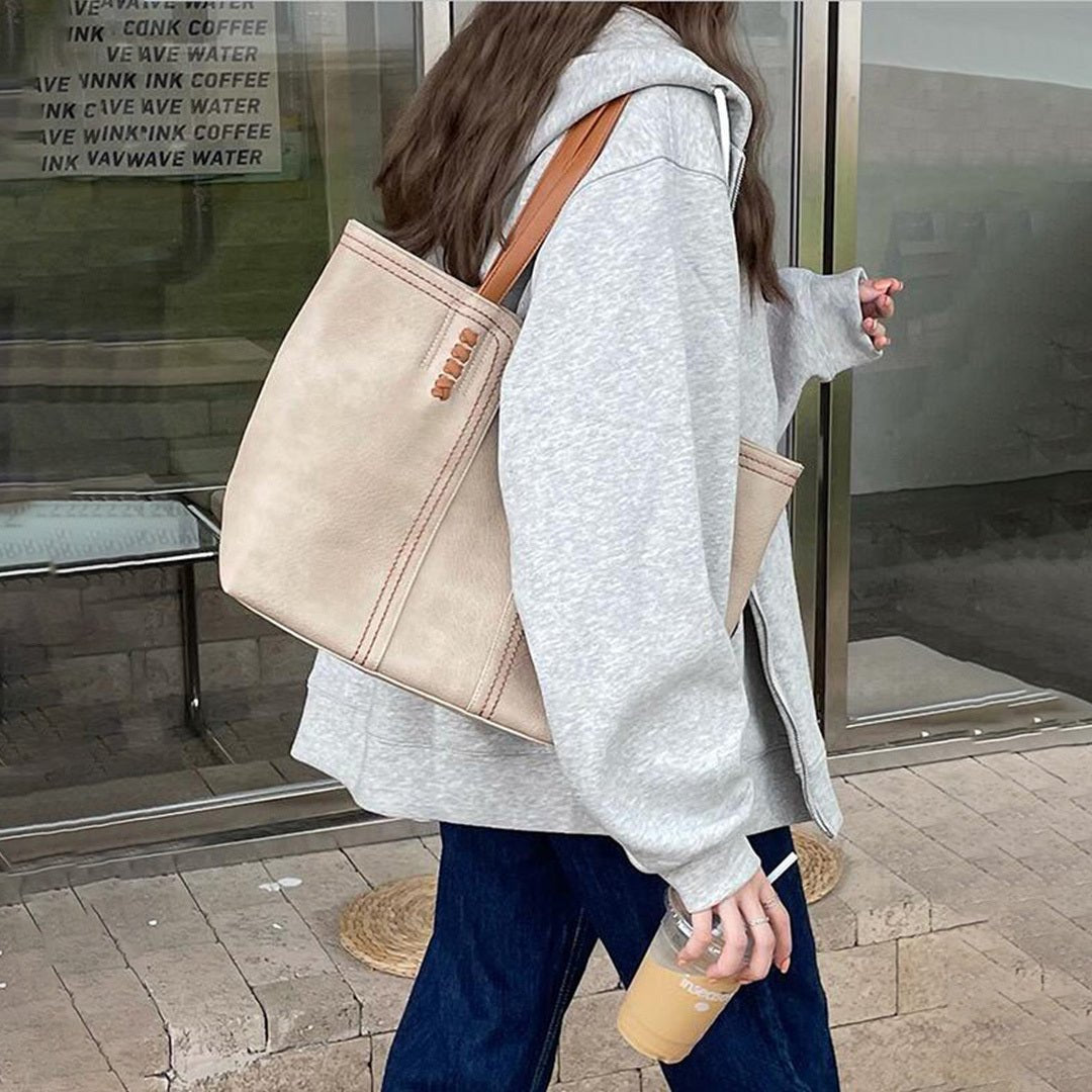 Harper | Women's Minimalist Vegan Leather Large Shoulder Tote Bag 2