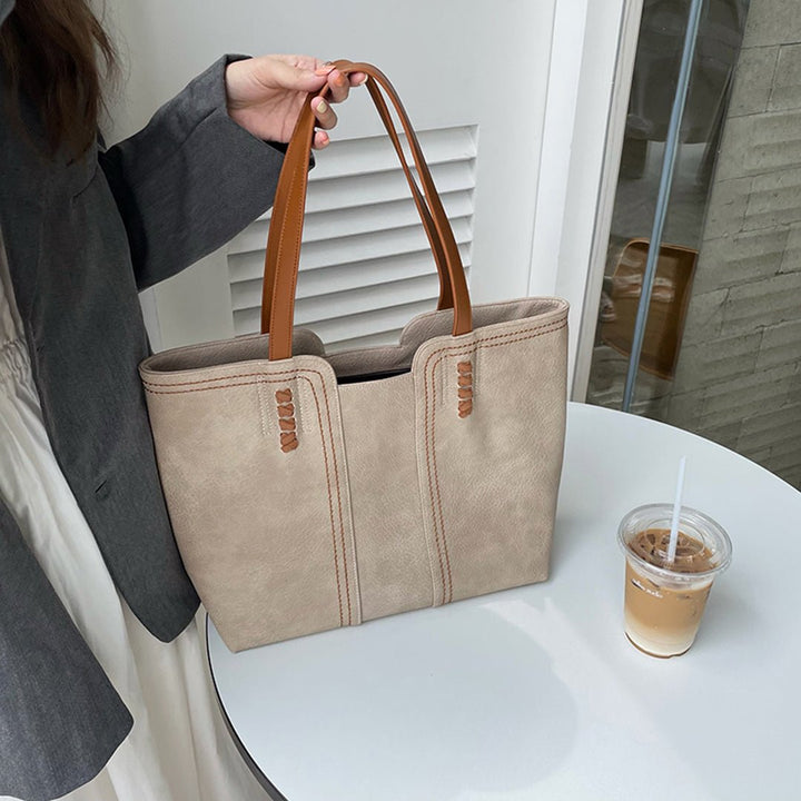 Harper | Women's Minimalist Vegan Leather Large Shoulder Tote Bag 3