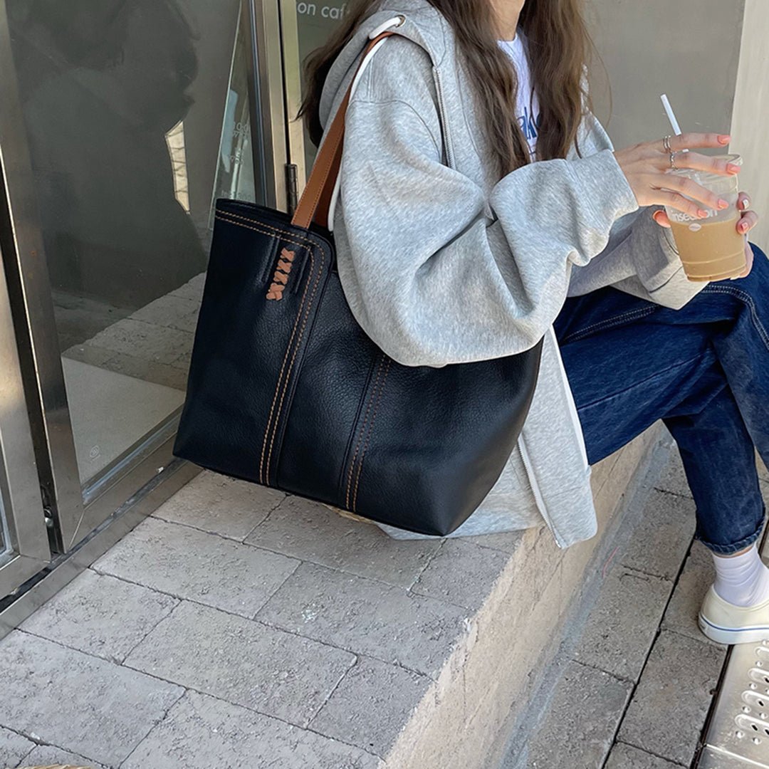 Harper | Women's Minimalist Vegan Leather Large Shoulder Tote Bag 4