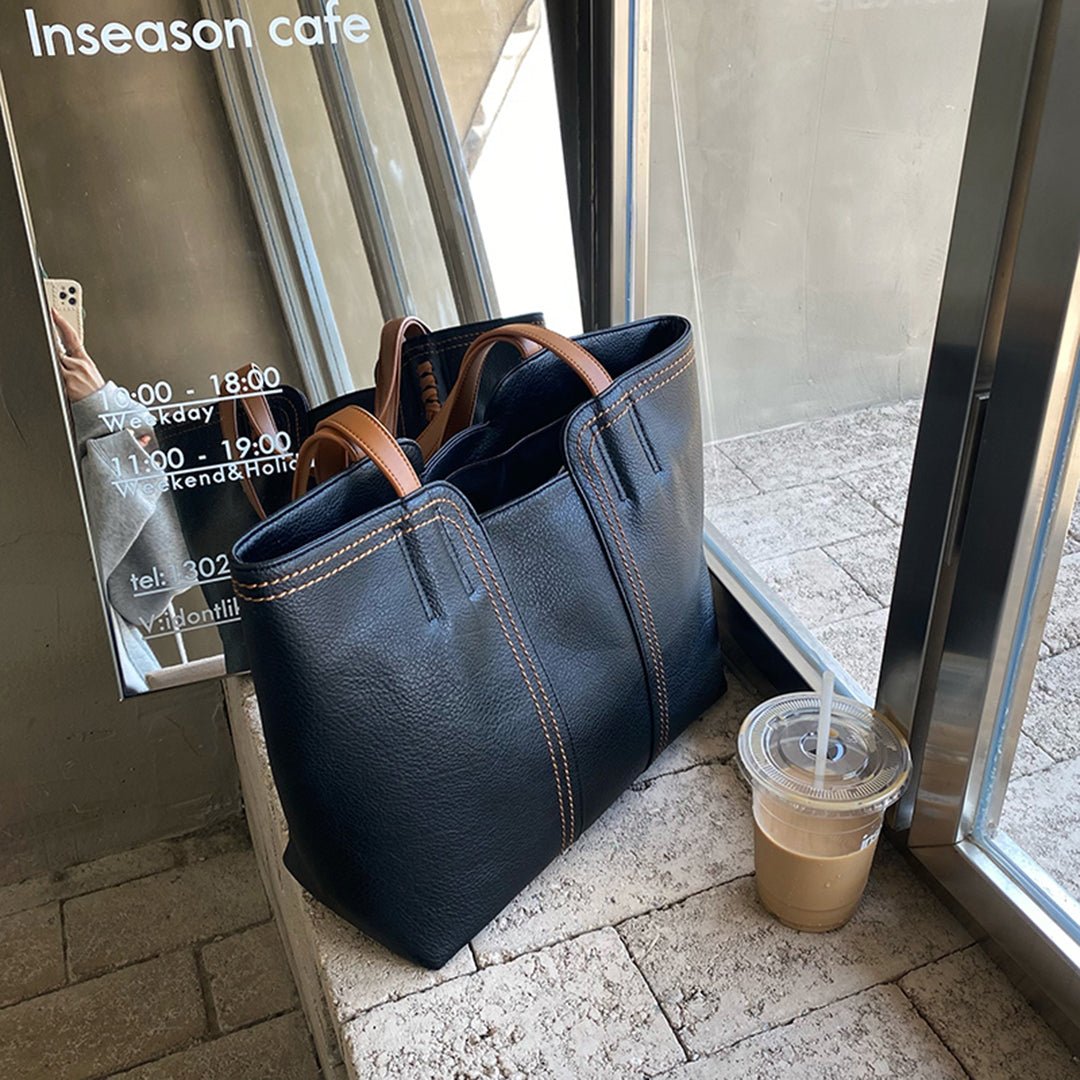 Harper | Women's Minimalist Vegan Leather Large Shoulder Tote Bag 5