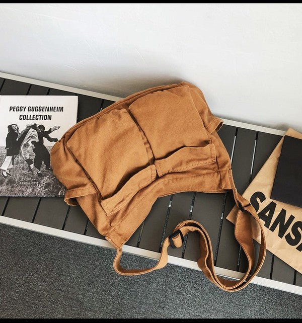 Harper | Women's Oversized Black Canvas Tote Bag Crossbody Messenger 6