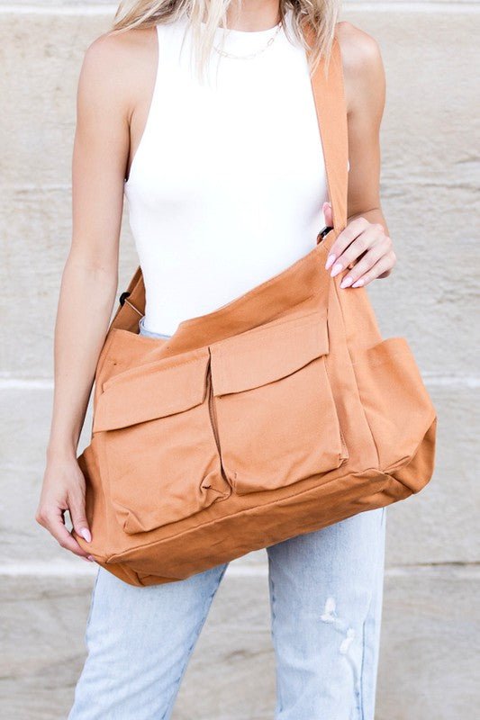 Harper | Women's Oversized Black Canvas Tote Bag Crossbody Messenger 8