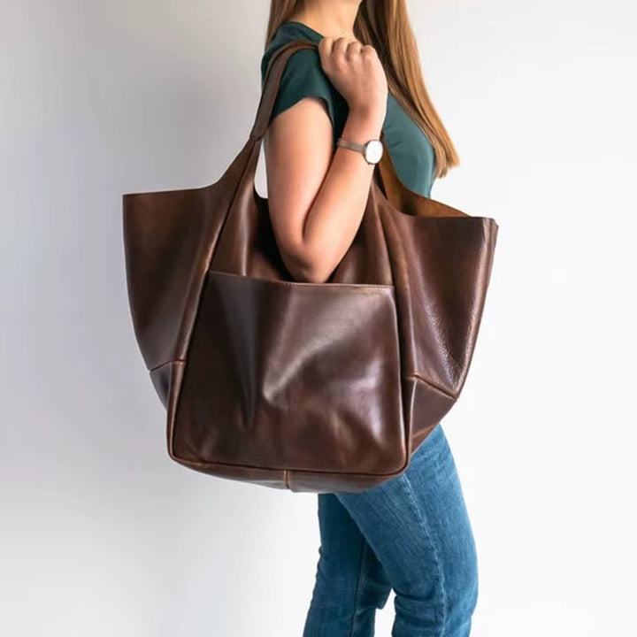 Harper | Women's Oversized Vegan Leather Magnetic Closure Tote Bag 4