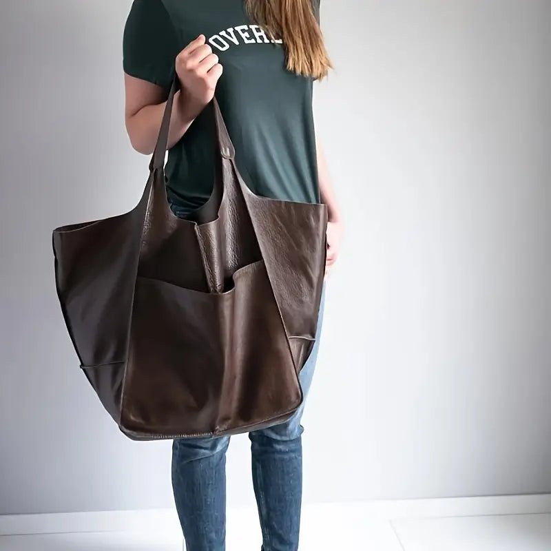 Harper | Women's Oversized Vegan Leather Magnetic Closure Tote Bag 5
