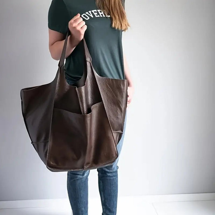 Harper | Women's Oversized Vegan Leather Magnetic Closure Tote Bag 5