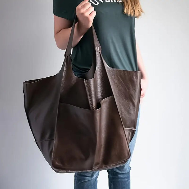Harper | Women's Oversized Vegan Leather Magnetic Closure Tote Bag 6