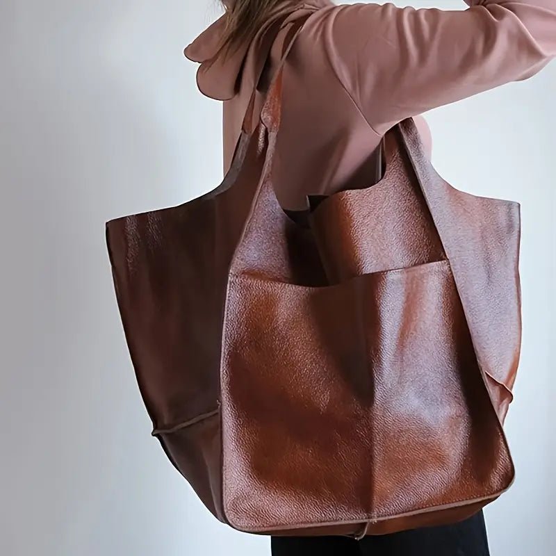 Harper | Women's Oversized Vegan Leather Magnetic Closure Tote Bag 7