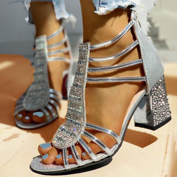 Harper | Women's Strappy Rhinestone Block Heel Comfortable Sandals 4