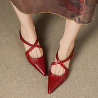 Laurie | Elegante Mules aus echtem Leder mit gekreuzten Riemen