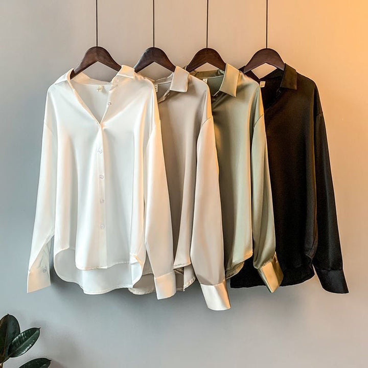 Haven | Elegant Loose Fit Long Sleeve Women's Silk Blouse with Ruffled Details 2