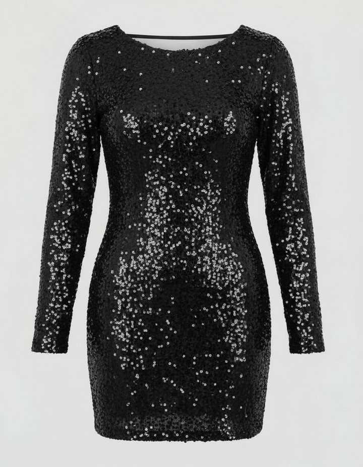 Haven | Elegant Sequined Open Back Black Dress – Perfect for Cocktail Parties 6