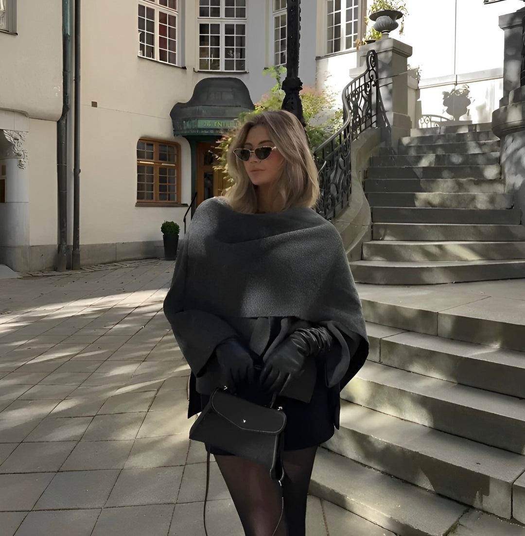 Haven | Elegant, Asymmetrical Cape Coat for Women - Stylish & Comfortable Layering 2