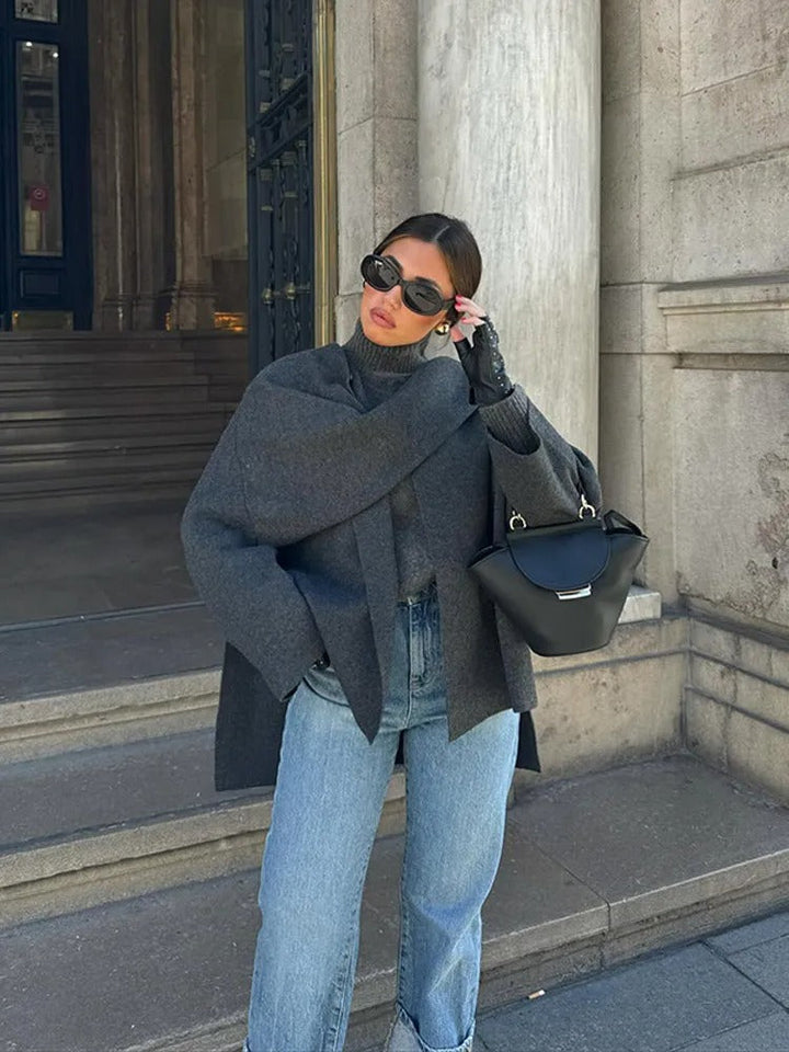 Haven | Elegant, Asymmetrical Cape Coat for Women - Stylish & Comfortable Layering 3