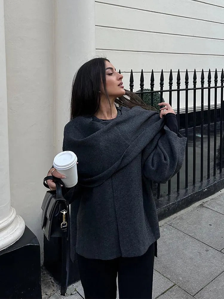 Haven | Elegant, Asymmetrical Cape Coat for Women - Stylish & Comfortable Layering 5