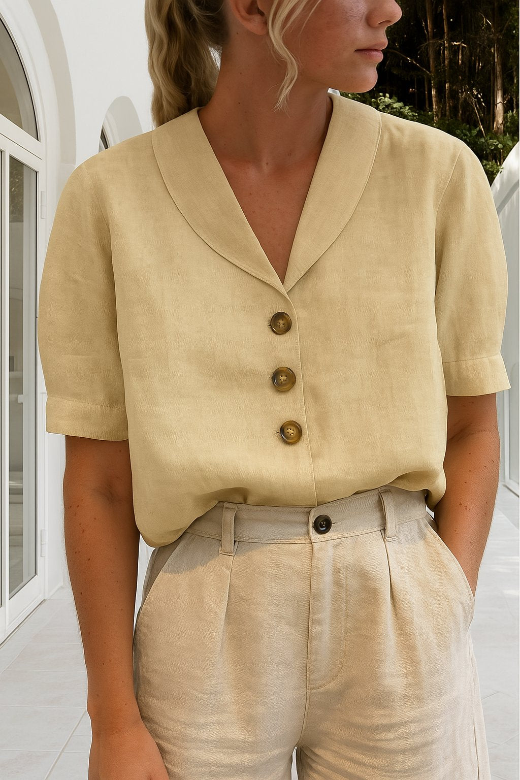 Haven | Elegant, Relaxed Fit Women’s Button-Front Blouse 1