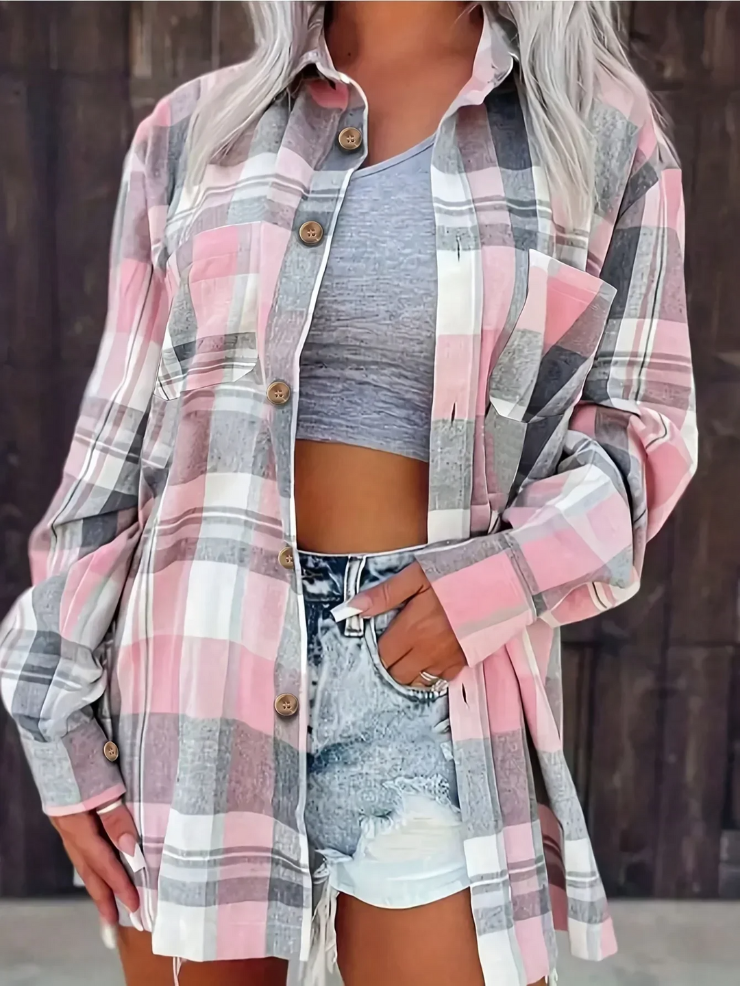 Haven | Oversized, Soft & Stylish Women's Flannel Shirt - Pink Plaid 0