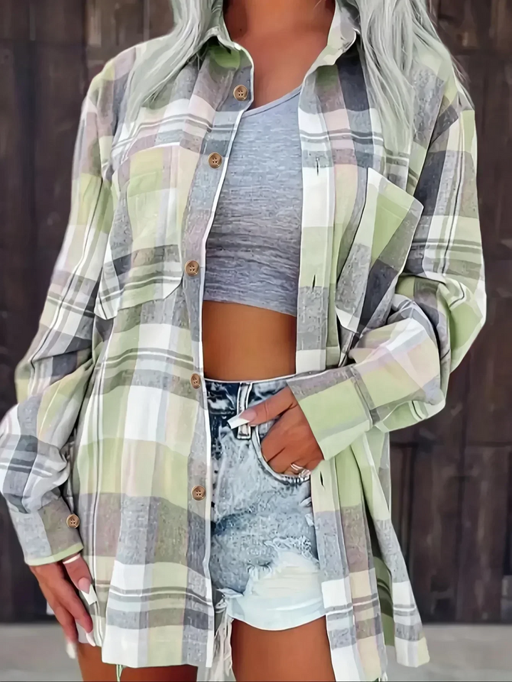 Haven | Oversized, Soft & Stylish Women's Flannel Shirt - Pink Plaid 10