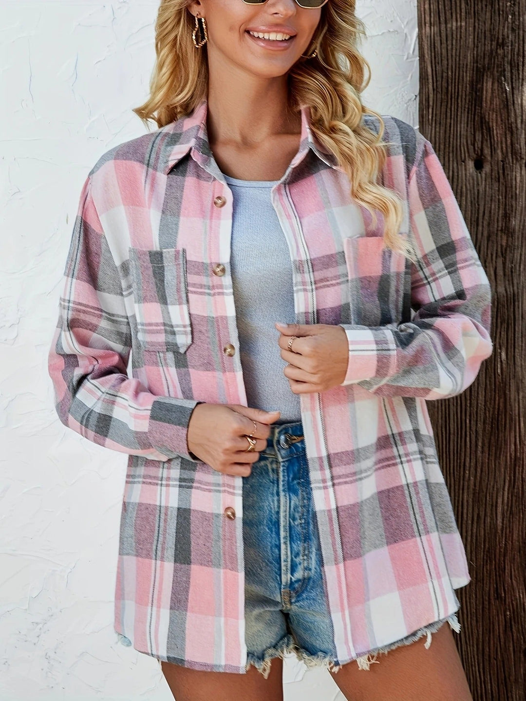 Haven | Oversized, Soft & Stylish Women's Flannel Shirt - Pink Plaid 2