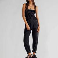 Poppy | Salopette in denim elegante a taglio slim con schiena incrociata