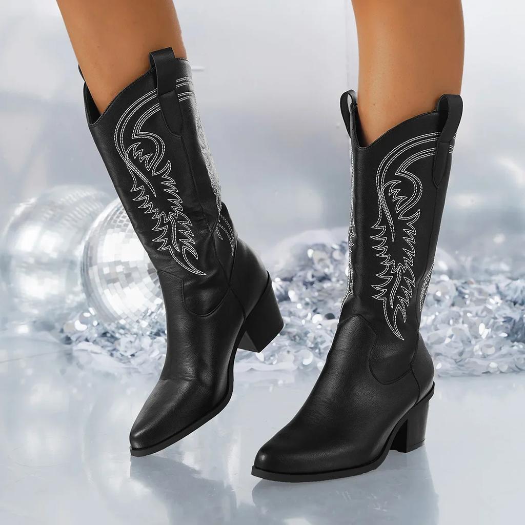 Haven | Vintage Charm Cowboy Boots Leather Block Heel Western Style 4