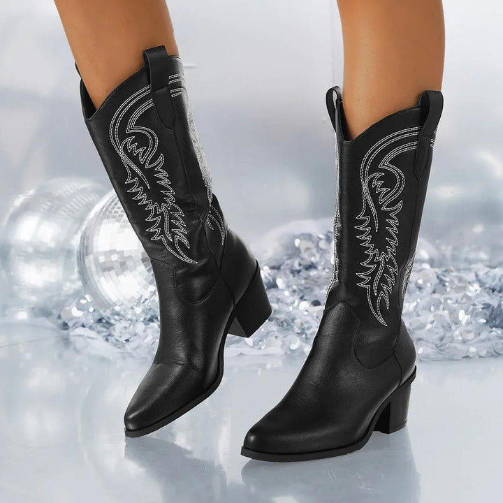 Haven | Vintage Charm Cowboy Boots Leather Block Heel Western Style 4