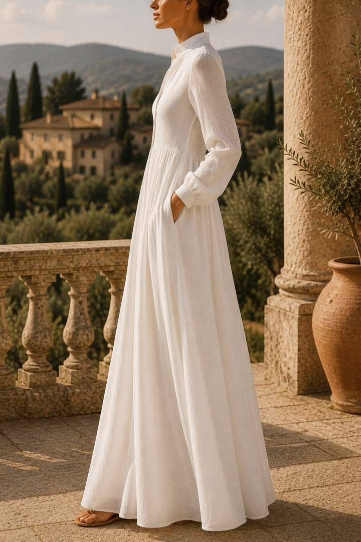 Havilah | Elegant White Long Sleeve Maxi Dress for Women – Flowing & Chic 1