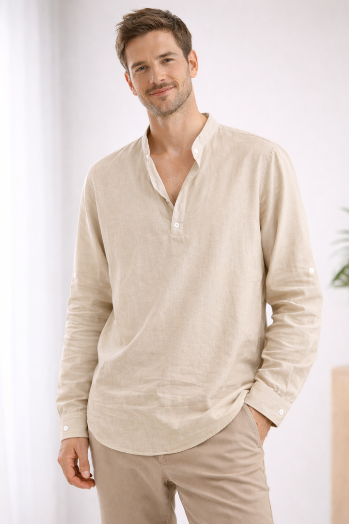 Hector | Casual men's long-sleeved shirt with V-neck 0