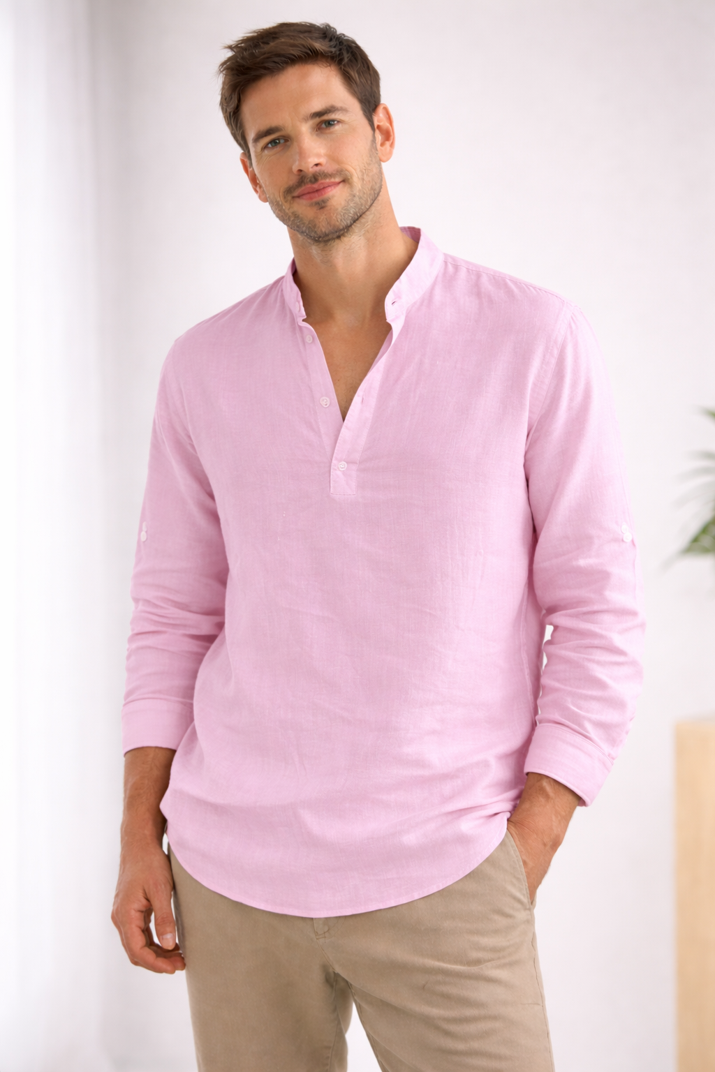Hector | Casual men's long-sleeved shirt with V-neck 4