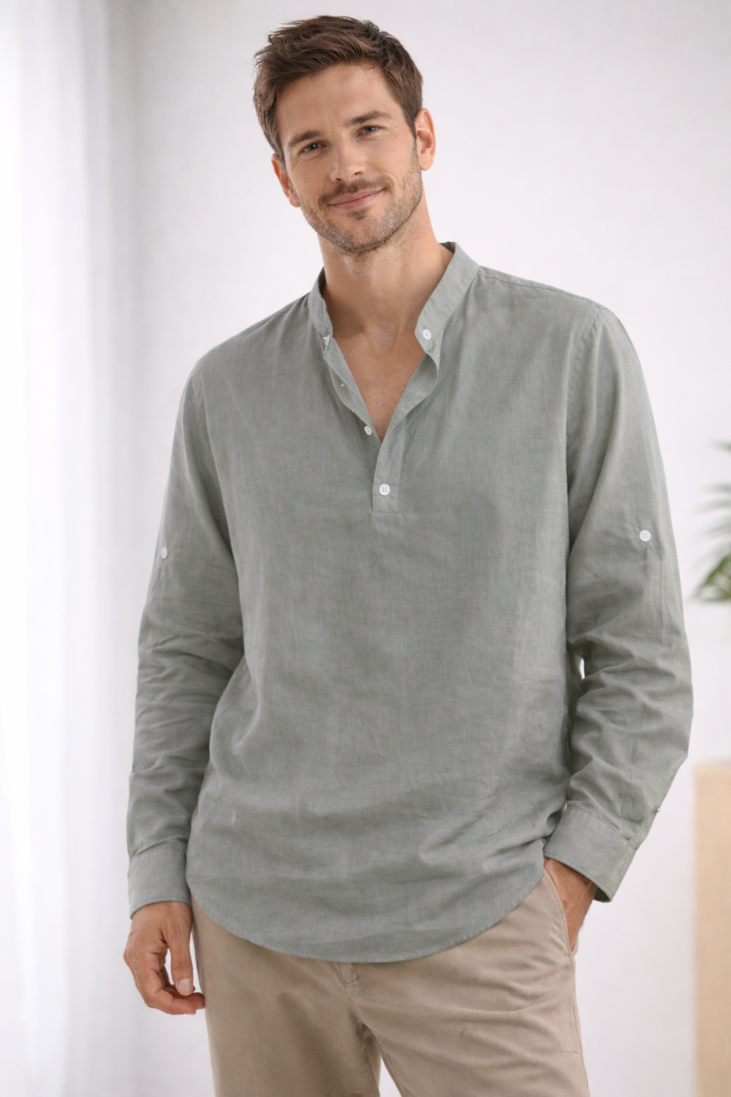Hector | Casual men's long-sleeved shirt with V-neck 5