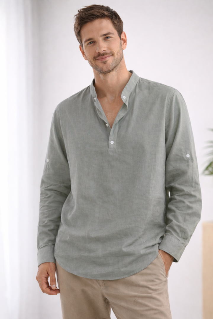 Hector | Casual men's long-sleeved shirt with V-neck 5