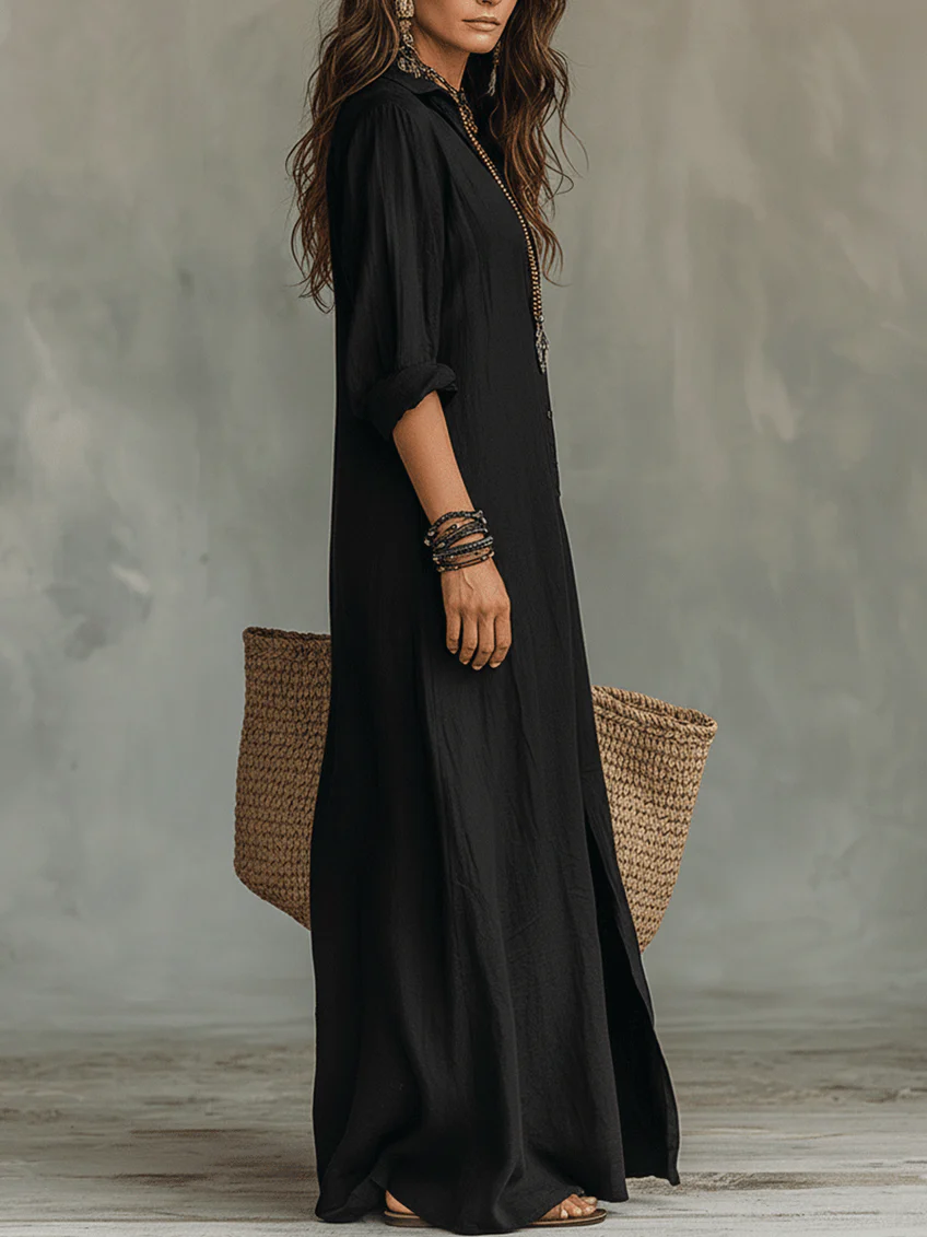 Helena | Black Maxi Dress Elegant Flowing Relaxed Fit Summer Style 3
