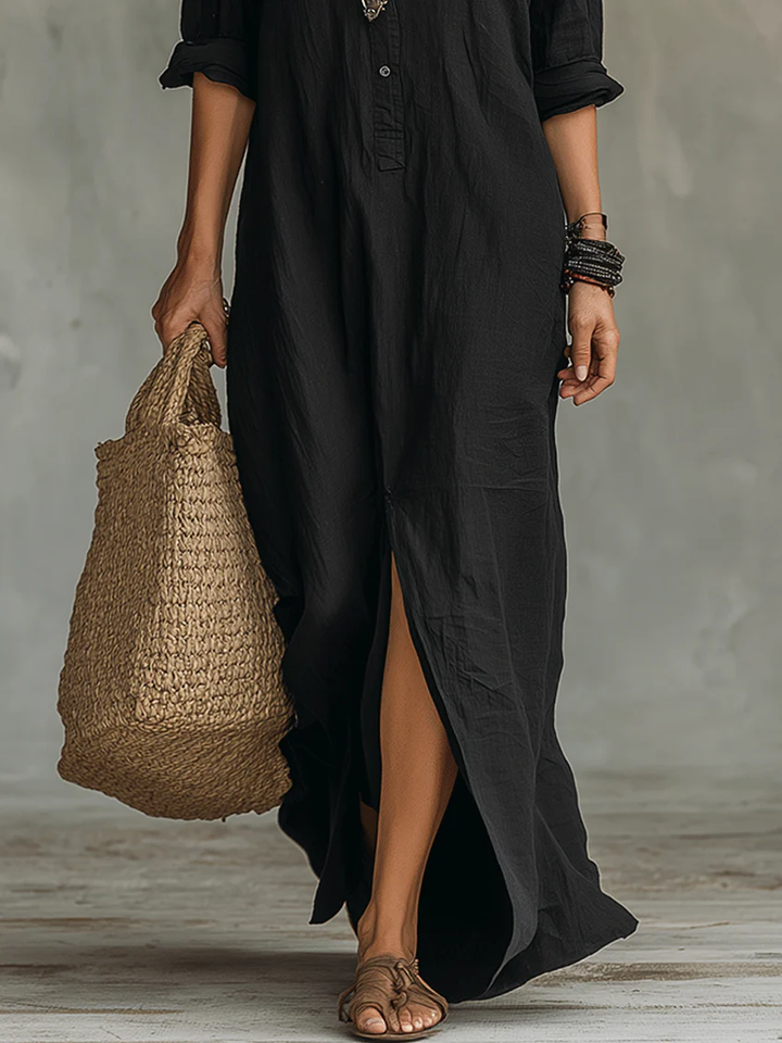 Helena | Black Maxi Dress Elegant Flowing Relaxed Fit Summer Style 6