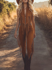 Amelia | Auffälliger Western-Jumpsuit mit Fransenverzierung