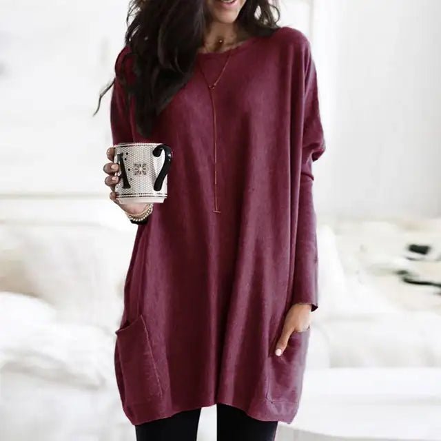 Isabella | Women's Oversized Long Sleeve Pocket Tunic Top 1