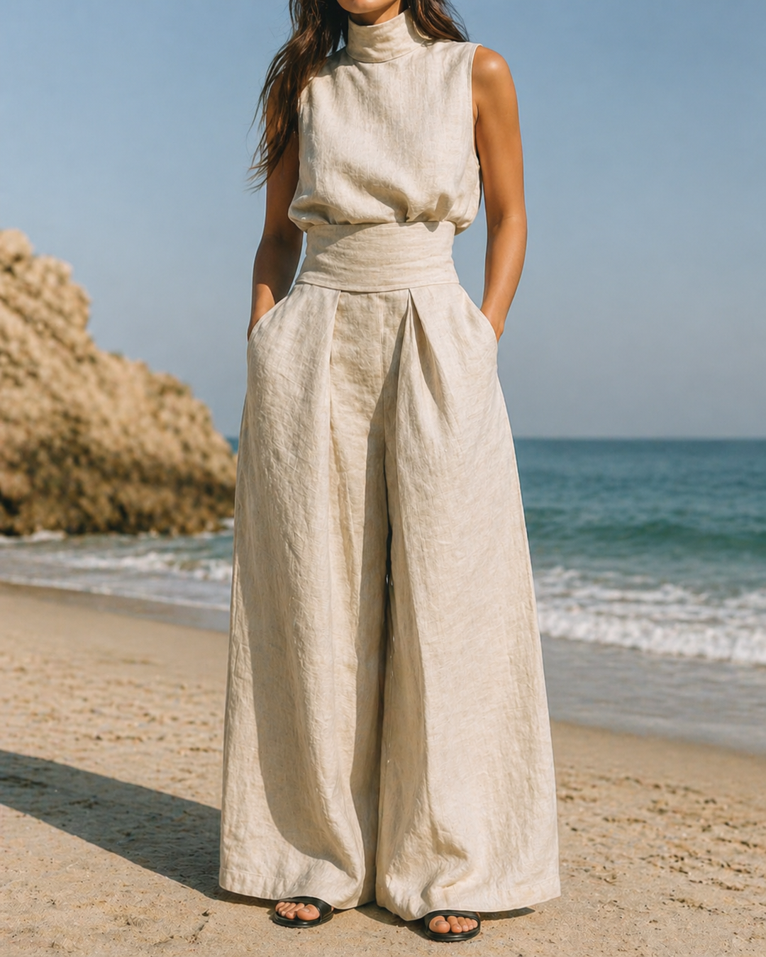 Isolyn | Elegant Women’s Two Piece Set – Breathable Cotton & Linen Co Ord Set 0